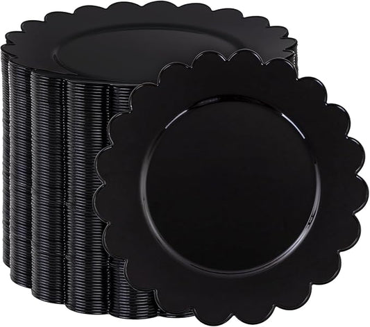 SUT 72 PCS Black Plastic Plates - 7.5 Inch Elegant Disposable Party Tableware for Halloween, New Year, Dessert & Celebrations