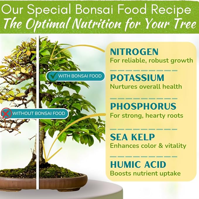 Bonsai Tree Food | Premium, Gentle Liquid Fertilizer for Healthy Growth, Strong Stems and Beautiful Blooms | 3-3-3 Balanced NPK Concentrate | Made in USA | 8 oz (240 ml)