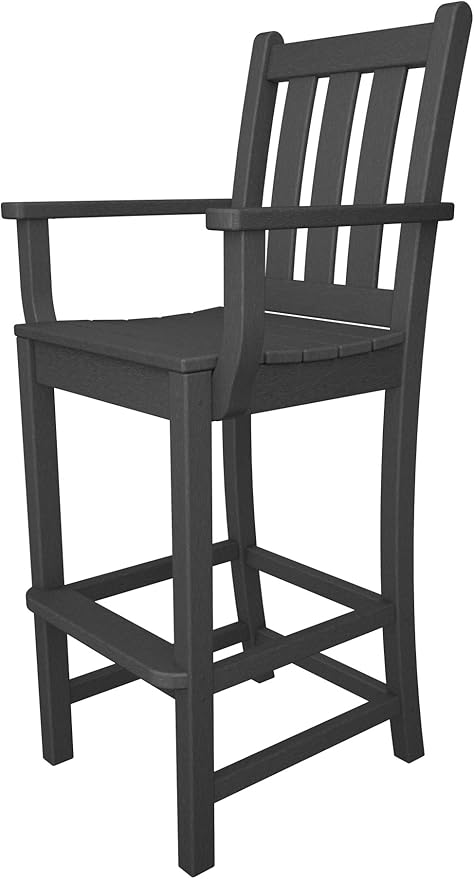 POLYWOOD® Traditional Garden Bar Chair, Slate Grey