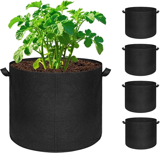 5-Pack 20 Gallon Grow Bags, Large Nonwoven Fabric Pots with Handles for Planting Fruits, Vegetables, Flowers Indoor Outdoor