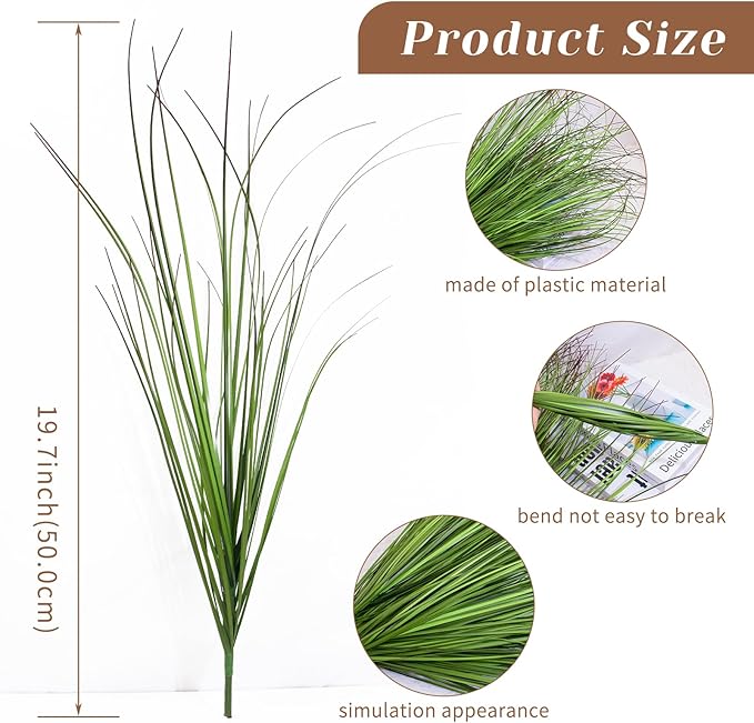 10 Bundles Fake Grass Plants Artificial Plants Outdoor Faux Plants Tall Shrubs Wheat Grass Greenery Stems UV Resistant Onion Grss for Outside Planters Indoor Room Vase Home Decor（Green Red Tail）