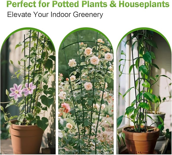 6-Pack Metal Trellis for Potted Plants, 43" Heavy Duty Garden Trellis for Climbing Plants, Rustproof Powder Coated Indoor/Outdoor Trellis for Climbing Vines, Flowers, Houseplants