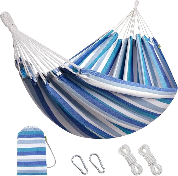 Brazilian Hammock with Tree Straps - Cotton Hammocks Portable Hammock with Carry Bag for Backyard, Porch, Outdoor and Indoor Use