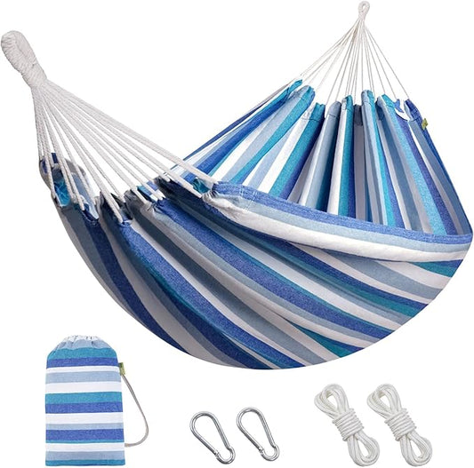 Brazilian Hammock with Tree Straps - Cotton Hammocks Portable Hammock with Carry Bag for Backyard, Porch, Outdoor and Indoor Use