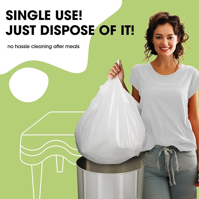 Pureegg Plastic Table Cloth Disposable 8 Pack, 84'' Round Table Cloths, Party, Picnic, Wedding, Decorative Tablecloths, Round, White Plastic Cover, Leakproof & Sturdy, White