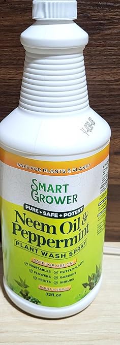Neem Oil & Peppermint Plant Wash – Natural Leaf Cleaner & Conditioner for Indoor & Outdoor Plants – 32oz Ready-to-Use Spray