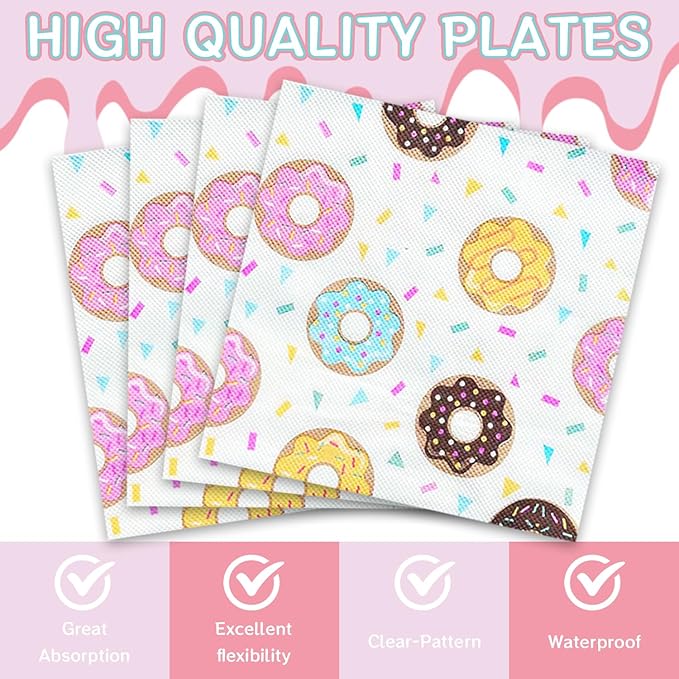 Sweet One 40Pcs Donut Party Supplies for 20 Guests - Paper Plates & Napkins for Girls' Birthday or Baby Shower Decorations