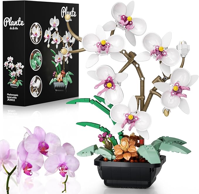 Orchid Flowers Bouquet Building Set, Botanical Collection Artificial Plant for Home Décor, Ideal Gifts for Christmas, Mother's Day, Anniversary, Birthday