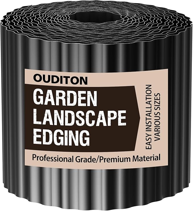 Used for DIY Metal Ripple Landscape Edging, Sturdy and Durable Garden Edging Border, Lawn and Tree Surround Fence Design (Black, 6"×40 Ft)