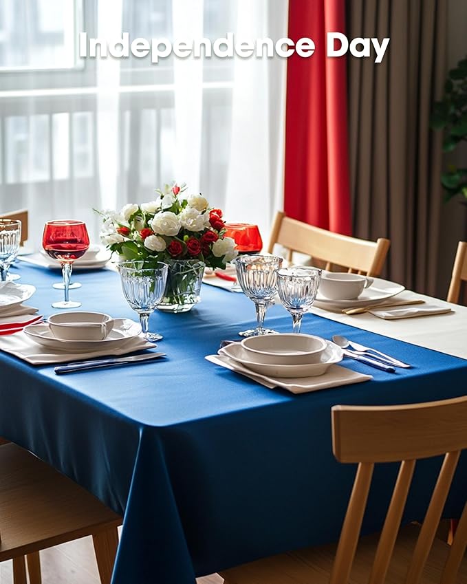 Pureegg Plastic Table Cloth Disposable 8 Pack, 54 x 108 Inch Table Cloths, Graduation Decorations Class of 2025, Graduation Party Tablecloths, Rectangle, Plastic Cover, Leakproof & Sturdy, Blue