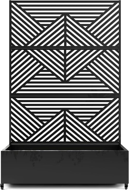 Raised Garden Bed with Trellis and Wheels,73"x47"x16" Metal Raised Garden Bed,Black Diamond Metal Planter with Climbing Trellis for Vines & Vegetables