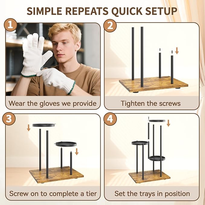 LASZOLA Black 4 Tier Plant Stand Indoor Heavy Duty Metal Planter Flower Holder Rack, Multi Modern Narrow Organizer, Floor Vertical Tower, Spiral Sturdy Decorate for House Bathroom Office Living Room