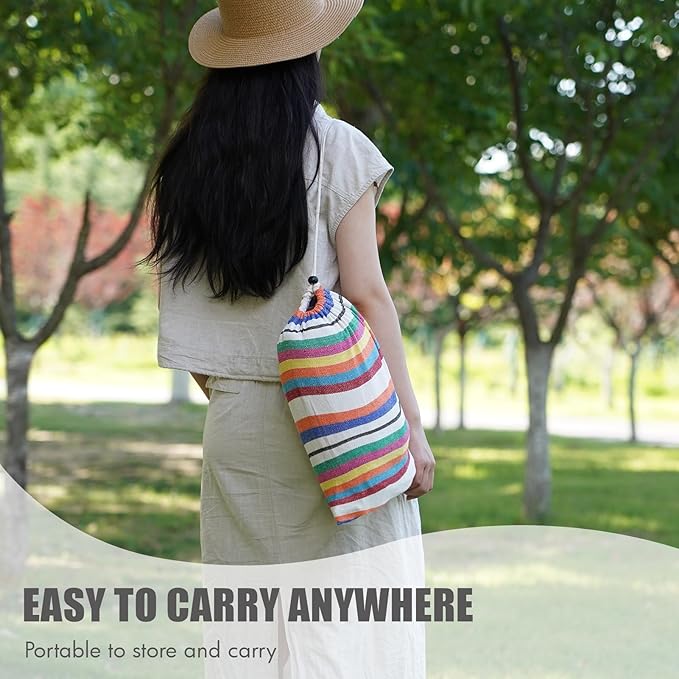 INNO STAGE Brazilian Hammock with Tree Straps - Cotton Hammocks Portable Hammock with Carry Bag for Backyard, Porch, Outdoor and Indoor Use Mixcolor