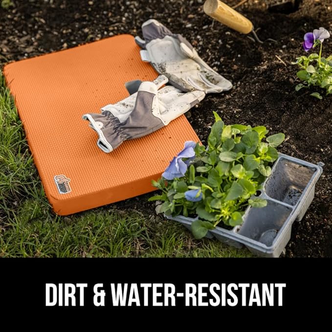 GORILLA GRIP Extra Thick Patent Pending Garden Kneeling Pad, 17.5 x 11 Inch Supportive Soft Foam Knee Cushioning for Gardening, Water Resistant, Bathing Baby, Working Supplies, Lightweight, Orange
