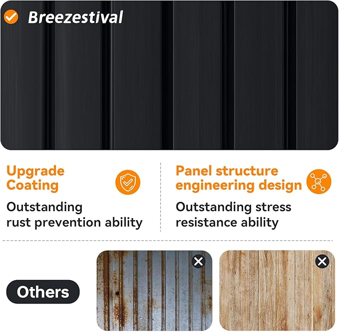 10x12FT Outdoor Storage Shed, Metal Garden Shed with Lockable Double Doors & Sloping Roof, Weather-Resistant Tool Shed for Backyard, Patio, Poolside Black