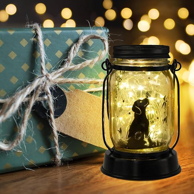kyoryuger Dog Solar Lanterns 3in1 Dog Light Garden Decor Gifts for Women Mom Grandma Unique Teen Girl Gifts for Dog Lovers Decorative Pet Memory Lanterns for Yard Lawn Patio 2 Pack
