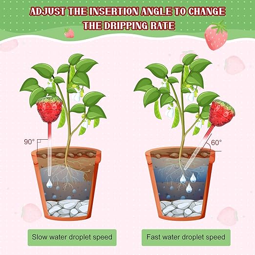 4 Pcs Self Watering Planter Insert, Strawberry Plant Watering Globes with Top-Fill Watering Bulbs, Indoor and Outdoor Potted Plant Watering Device, Suitable for Plant Care During Vacation