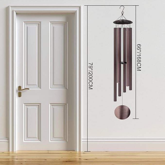 66" Large Wind Chimes for Outside Deep Tone with 6 Heavy ⌀ 1.2" Tubes - Soothing Windchimes Outdoors for Garden Patio Hanging Decor, Memorial Sympathy Gifts for Loss of Loved One (Bronze, 66")