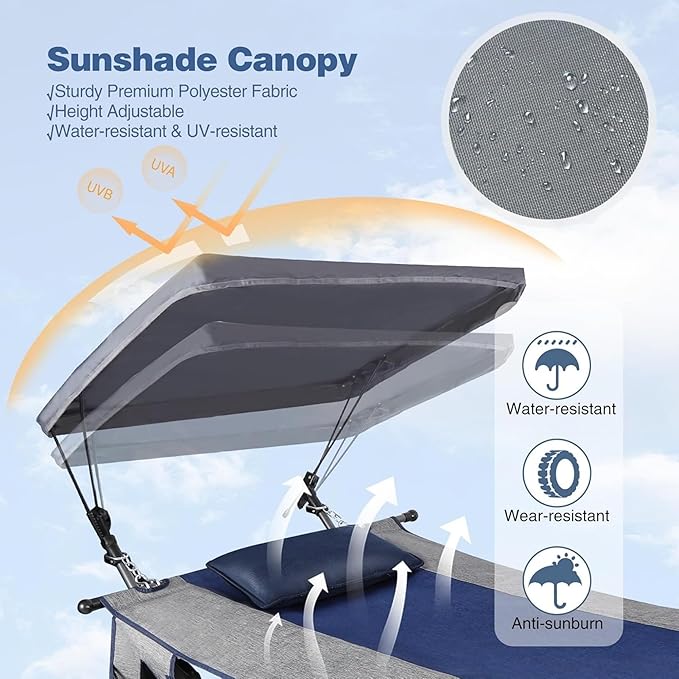 RedSwing Portable Folding Hammock with Stand,Fold Up Hammock with Removable Canopy,Pillow and Storage Net,Foldable Camping Hammock for Adults for Outdoor,Backyard,Beach,Garden,Lawn