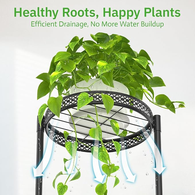 Plant Stand Indoor Outdoor Clearance, 3 Tier Metal Flower Shelf Pot Holder, Tall Multiple Plants Corner Rack Narrow House Orchid Display Organizer for Patio Office Porch Living Room Garden, Black