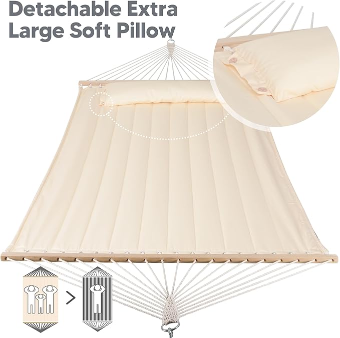 SUNCREAT Hammocks Replacement Hammock for Stand, 475 lbs Capacity, Two Person Backyard Hammock for Outside, Beige