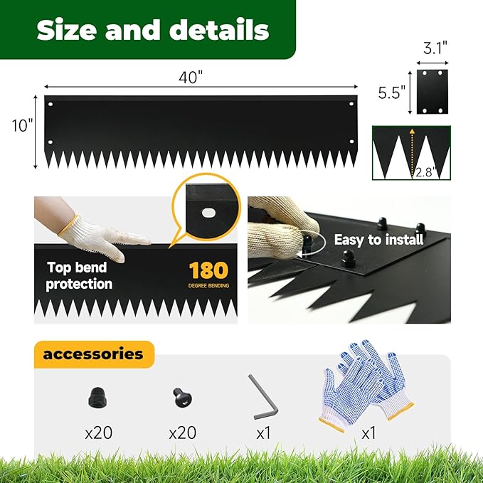 Black Steel Garden Edging with Top Bending Protection Metal Lanscape Edging Steel Garden Lawn Edging 40 inch Strips, Metal Edging for Garden,Lawn,Backyard, 6 Pack (10 inch-180 Degree Bend, Black)