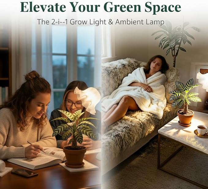 Table Top Grow Light for Indoor Plants – Decorative Desk Plant Light for Succulents Bonsai Cactus, Adjustable Desktop Grow Lights with Base, Cute Office Mini Grow Lamp