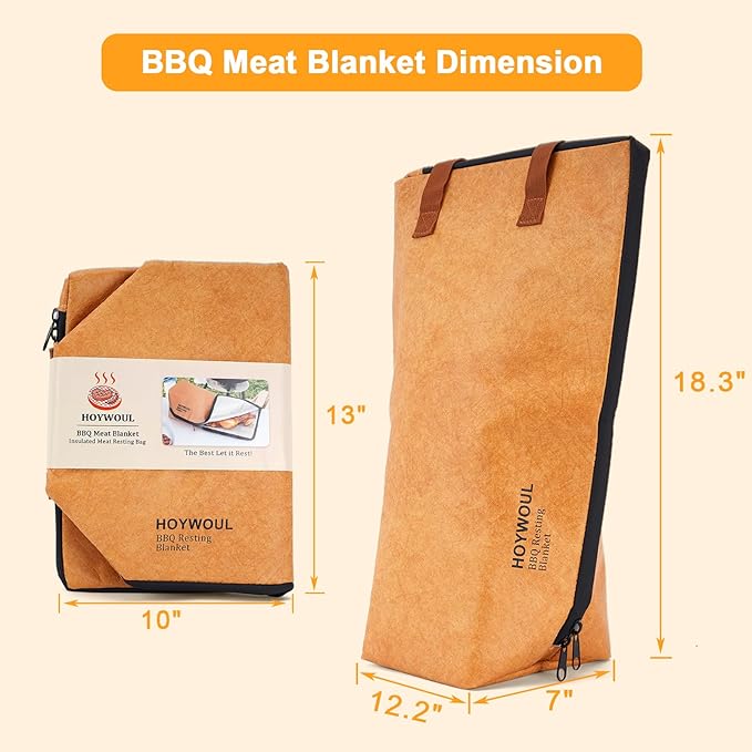 BBQ Blanket for Resting Meat, 18" Reusable Smoke Grilling Resting Bags, Large Capacity Meat Resting Blanket for Brisket/Pork Shoulders/Turkeys, Gifts for Men BBQ Lovers (Regular 18in)