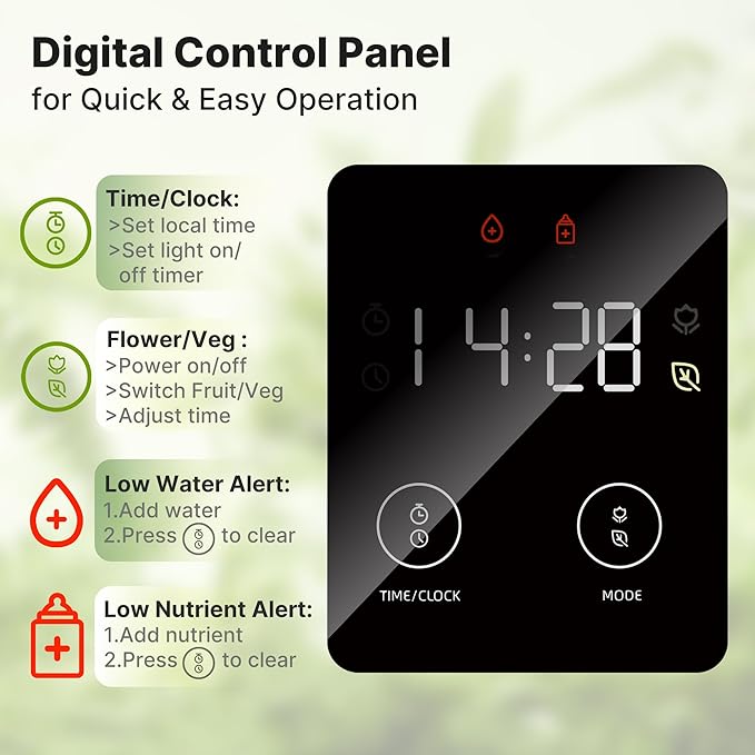 SUNCOZE 20 Pods Hydroponics Growing System Kit, Indoor Herb Garden with Grow Light 30W, 10L Large Water Tank with Adjustable Height to 25", Quiet Pump, Gardening Gifts, Green