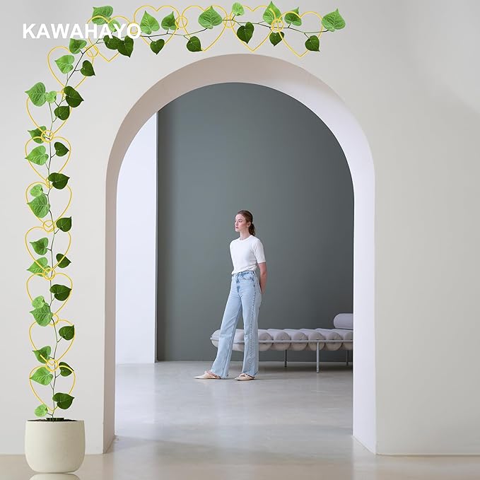 20 Pcs Chain Trellis for Climbing Plants Indoor Outdoor, Plant Trellis, Garden Plant Wall Trellis, Vine Support Houseplant Accessories for Monstera, Pothos, Ivy, Climbing Plants (Gold Heart)