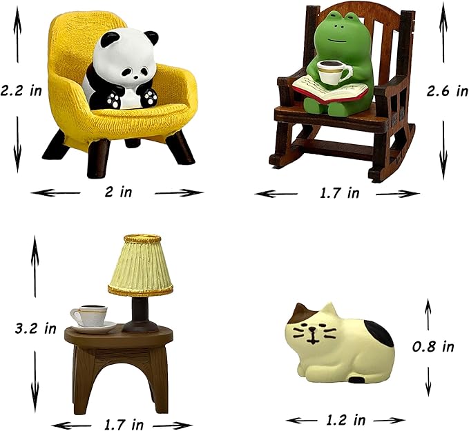 Miniature Frog Figurines, Cute Frog Desk Accessories for Desk Decor, Funny Gifts for Garden Decor, Mini Resin Animal Garden Statues (Multi-Animal)