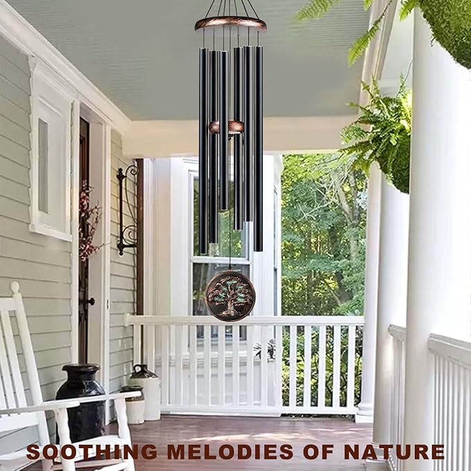 Large Wind Chimes for Outside, 48" Vintage Tree of Life Deep Tone Wind Chime Outdoor Clearance with Heavy Tubes, Memorial Windchimes Sympathy Gift for Mom Dad, Patio Garden Decor