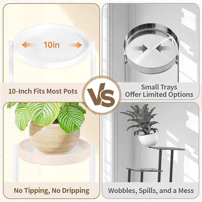 LASZOLA 5 Tiered Folding Plant Stand Indoor for Multiple Large Planter, Tall Heavy Duty Adjustable Rack with Rust Proof 10 Inch Wide Tray, Sturdy Vertical Tree Organizer for Narrow Inside Floor, White