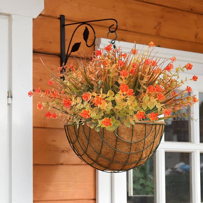 20 Pcs Artificial Fall Flowers Outdoor UV Resistant Plastic Flowers No Fade Faux Plants for Outside Window Box Garden Autumn Home Fall Decor