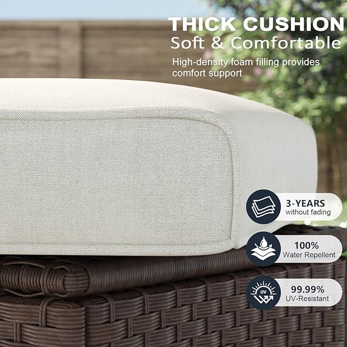 LayinSun 10 Piece Wicker Patio Furniture Set with Fire Pit Table, Classis Outdoor Conversation 360 Degree Swivel Chairs Set with Coffee Table