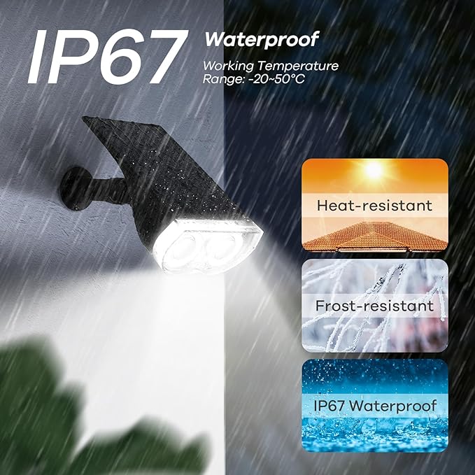 Linkind Solar Lights Outdoor Waterproof IP67, StarRay Dusk-to-Dawn Outdoor Solar Lights, 3 Lighting Modes Solar Spot Lights Outdoor for Garden, Yard, Landscape (Daylight, 4 Pack)
