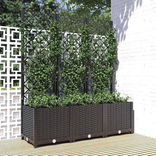Garden Planter with Trellis, Outdoor Raised Garden Bed for Climbing Plants, Black 47.2"x15.7"x53.5" PP