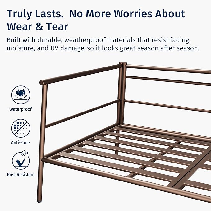 EAST OAK 4-Piece Patio Furniture Set | Life Chatter Outdoor Furniture | Coffee Table & Deep Seating Conversation Set with Thick Cushions | Porch, Balcony & Backyard | Chestnut & Apricot