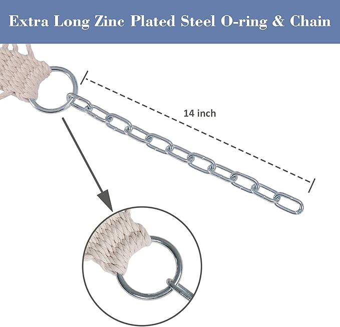 SUNCREAT Portable Hammock with Carrying Bag, 2 Person Hammock with Curved Spreader Bar, Blue Stripes