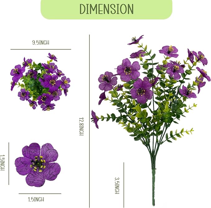 Artificial Flowers for Outdoors, 10 Bundles UV Resistant Artificial Outdoor Flowers, Not-Fading Silk Faux Flowers for Outdoor Planters for Home Garden Porch Decor, Fuchsia