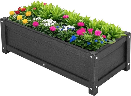 HDPE Raised Garden Beds Outdoor,Rot-Resistant and Non-Cracking,Outdoor Planter Boxes Rectangle with Drainage Holes for Yard,Lawn Black