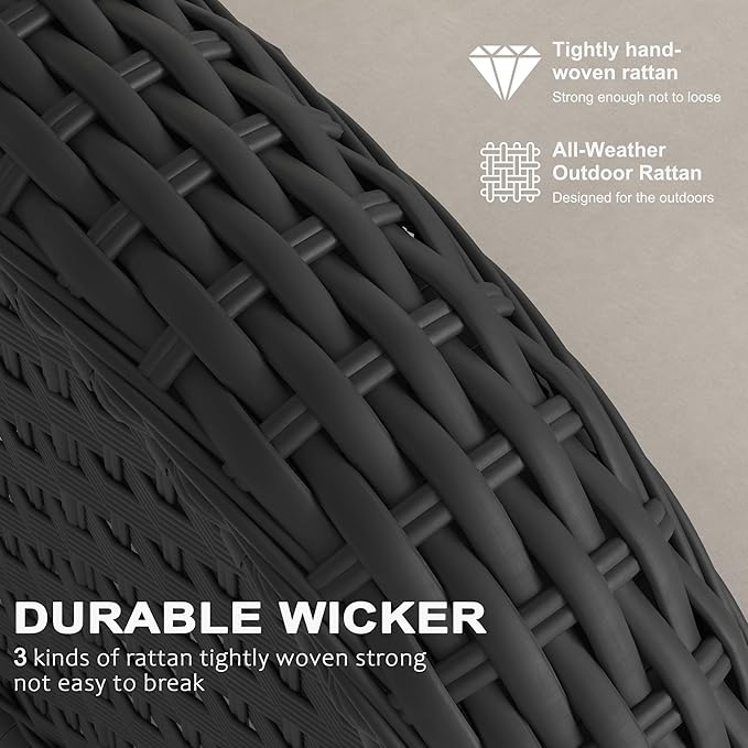 LayinSun 10 Pieces Outdoor Patio Furniture Set with Fire Pit Table, Rattan Wicker Sectional Swivel Rocker Chairs Sets