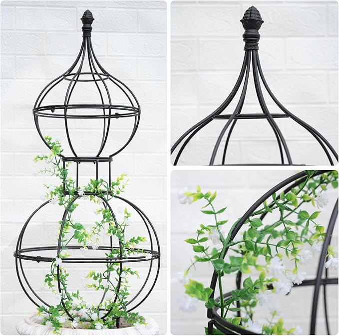 48.8"x17" Metal Obelisk Trellis for Climbing Plants | Unique Outdoor Support for Rose Bushes and Tall Vines | Durable & Weather-Resistant Garden Decor