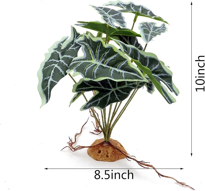 JIHAQUA Reptile Artificial Plants, Terrarium Decorations, Reptiles Amphibians Tank Accessories, Taro Leaf