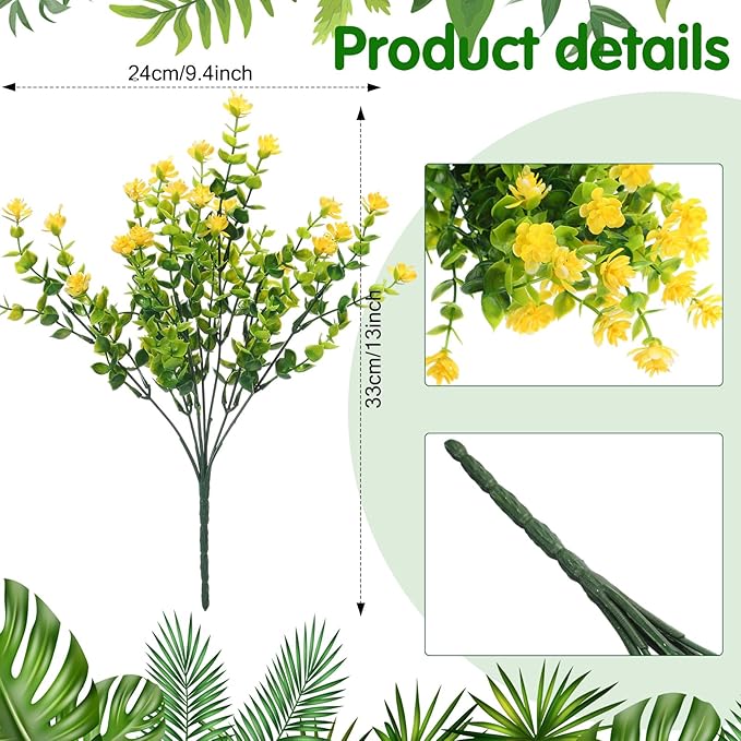 WILLBOND 48 Bundles Artificial Flowers Outdoor,UV Resistant Faux Plastic Plants Greenery Shrubs Flower Bulk for Hanging Planter Porch Window Home Wedding Spring Summer Decor (Bright Color)