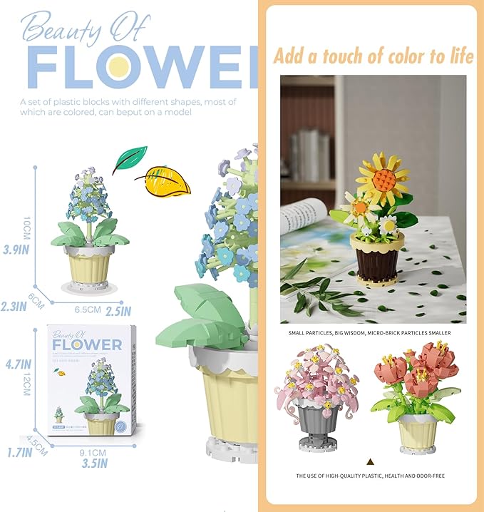 Lily of The Valley Mini Flower Potted Plant Bonsai Building Toy Blocks Particle Flower Botanical