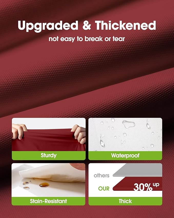 Pureegg Plastic Table Cloth Disposable 8 Pack, 54 x 108 Inch Table Cloths, Party, Thanksgiving Decorations, Harvest, Fall Tablecloths, Rectangle, Maroon Plastic Cover, Leakproof & Sturdy, Burgundy