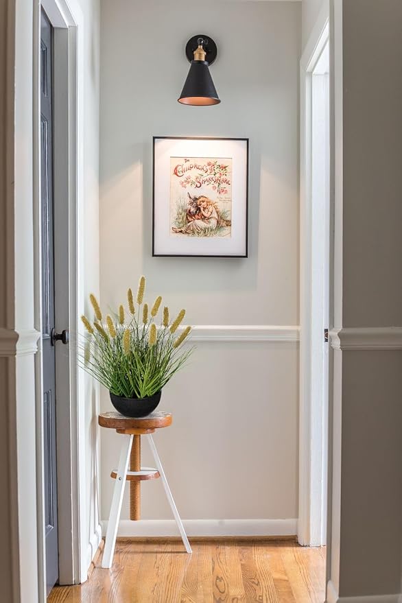 Artificial Plants Indoor with Pot, 17.3" Fake Potted Plants Artificial Onion Grass Plant with Coffee Dog Tail Grass Small Faux Plant Indoor for Home Living Room Table Shelf Decor