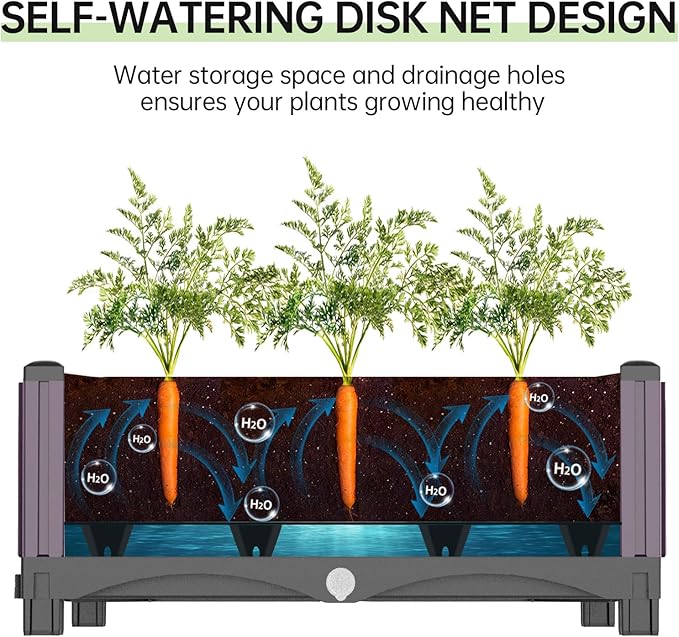 Raised Garden Bed Garden Planter Box with Drainage Holes, Plastic Raised Beds for Gardening Vegetables Herb Flowers,Garden Beds Outdoor for Garden Patio Deck Balcony