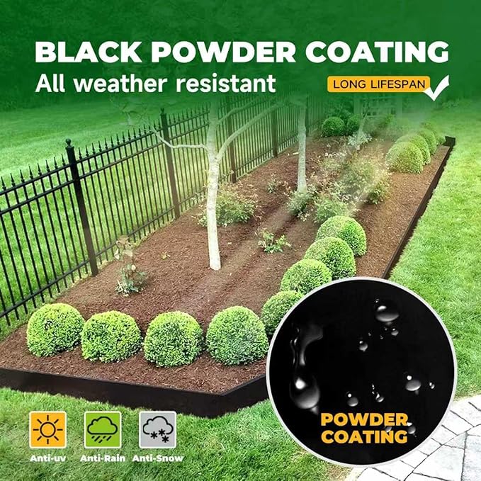 Steel Garden Edging with Top Bending Protection Metal Lanscape Edging Steel Lawn Edging 40 inch Strips, 6 inch Depth 90 Degree Bend for Garden,Lawn,Backyard, 6 Pack (6 inch-90 Degree Bend, Black)